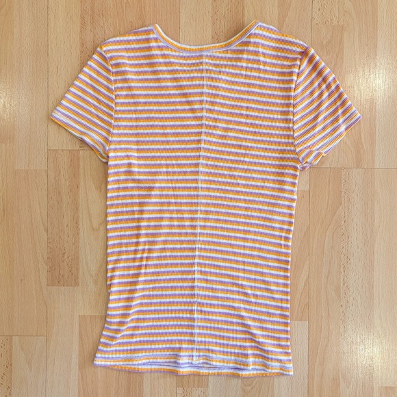 Urban Outfitters | Orange & purple striped slim fit short sleeve top - Picture 2 of 5